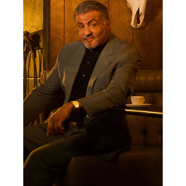 Tulsa King 2024 Sylvester Stallone Grey Coat