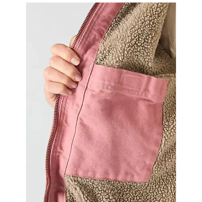 Loose Fit Rose Washed Duck Sherpa Lined Jacket for Winter