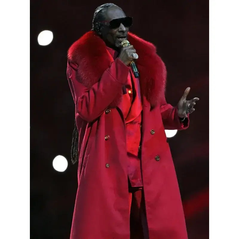 Snoop Dogg Halftime Show Christmas 2025 Red Wool Coat – Outerwear