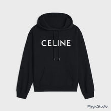 Celine Loose Hoodie In Fleece Black / White