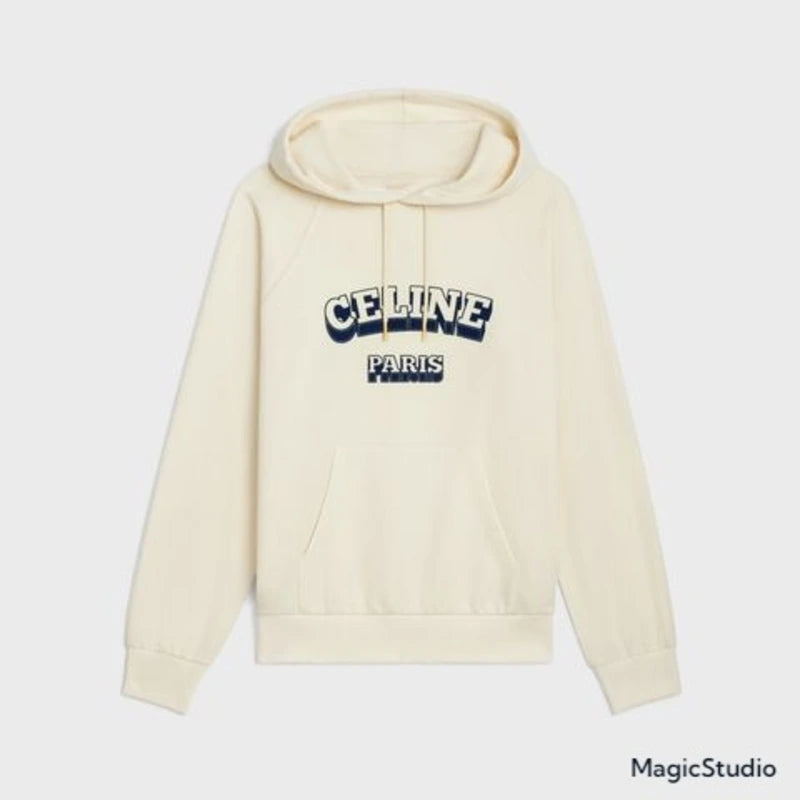 CELINE PARIS パラード Celine Paris 70's Hoodie In And Cashmere Light Ivory / Navy