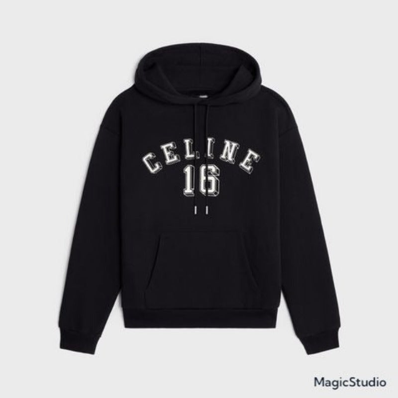 Celine 16 Loose Hoodie In Fleece Black / White – Vintage Jacket