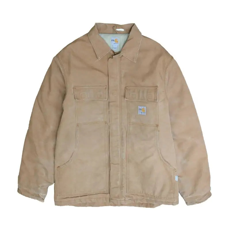 Vintage Carhartt Flame-resistant Canvas Arctic Work Jacket Brown