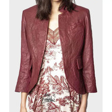 Athena Grant Maroon Leather Maroon Jacket