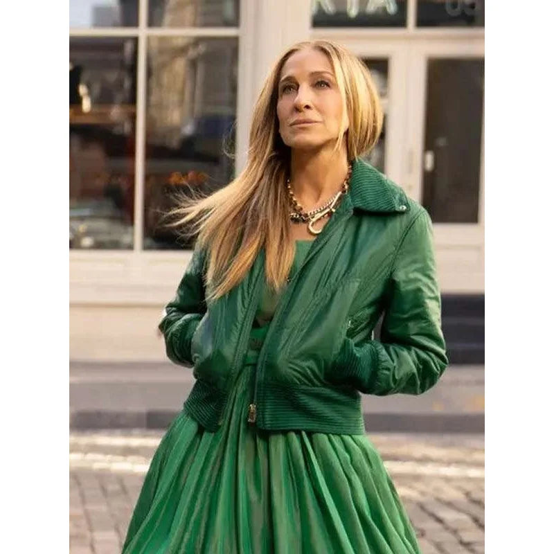 And Just Like That S02 Carrie Bradshaw Green Bomber Jacket – Vintage Jacket