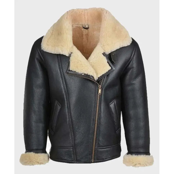 Mens Shearling Black Leather B3 Jacket