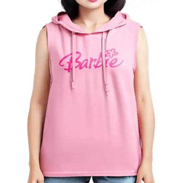 Barbie 2023 Sleeveless Pink Hoodie