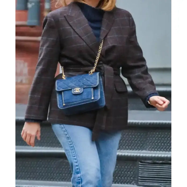 Blake Lively Brown Plaid Blazer
