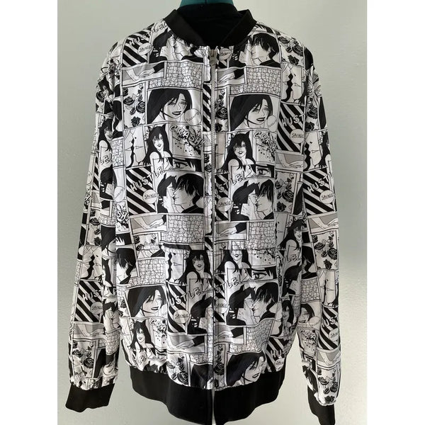 Boy Anime Comic Girlfriend Black White Bomber Jacket