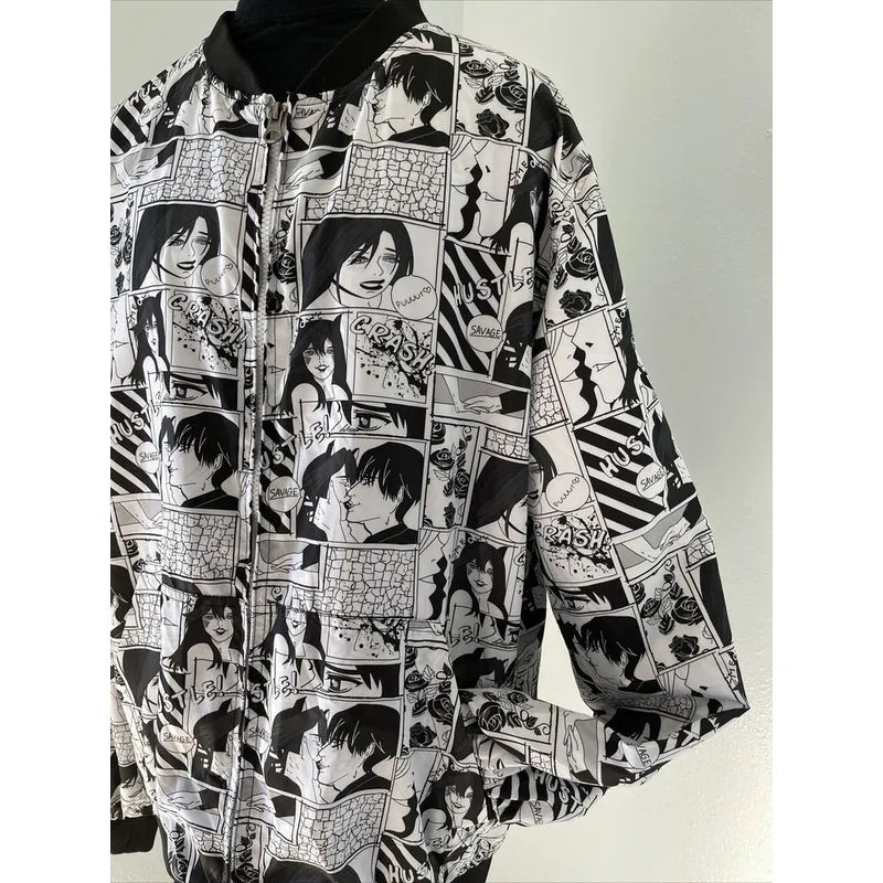 Boy Anime Comic Girlfriend Black White Bomber Jacket – Vintage Jacket