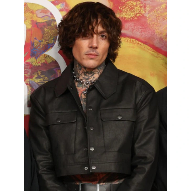 British Singer Oliver Sykes Crop Leather Jacket – Vintage Jacket