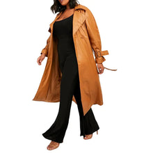 Tan Brown Formal Leather Long Coat