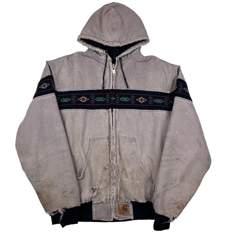 Carhartt 90s Distressed Stone Grey Aztec Active Jacket – Vintage