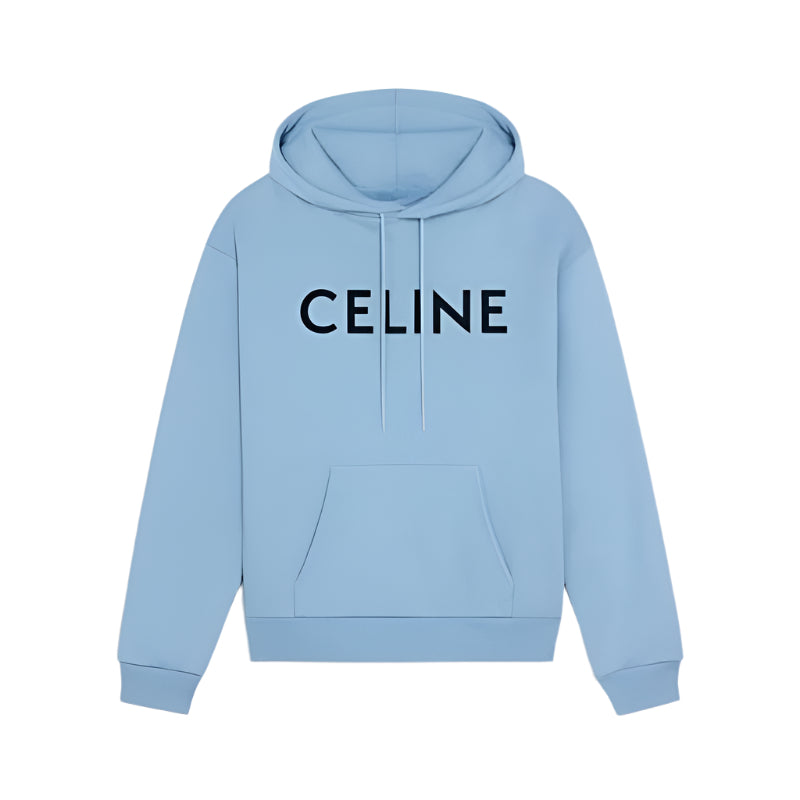 Celine Loose Hoodie In Fleece Washed Blue / Black | Celine Loose