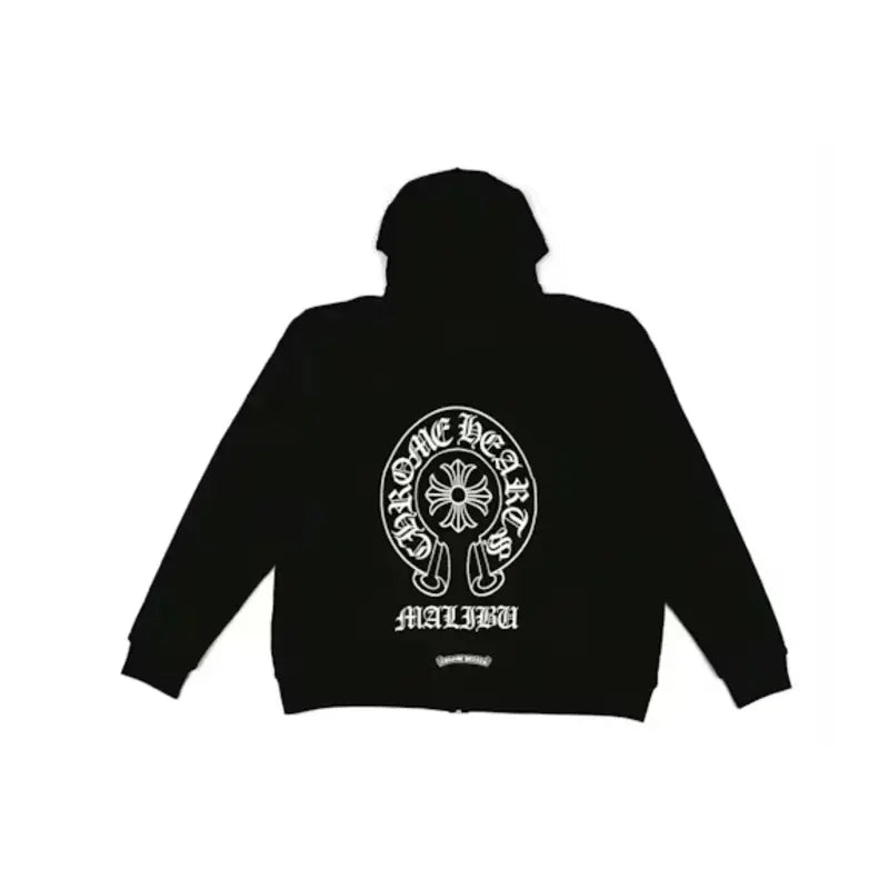 Chrome Hearts Malibu Exclusive Horseshoe Black Zip-Up Hoodie Chrome Hearts Malibu Exclusive Horseshoe Black Zip-Up Hoodie