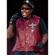 Don Toliver Coachella Red Leather Vest