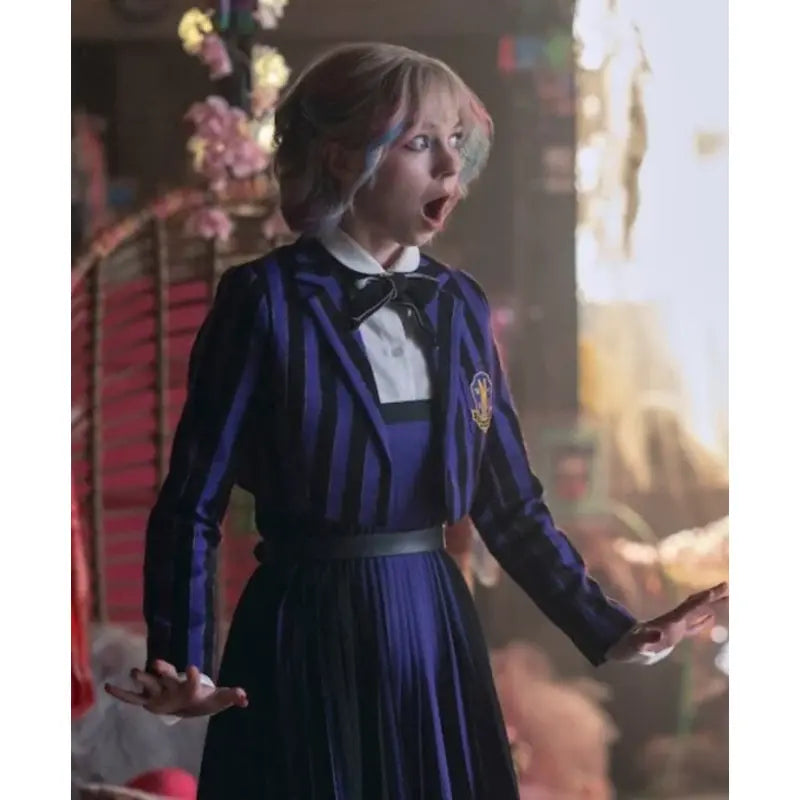 open lace back dress Emma Myers Wednesday Season 2 Purple Blazer – Enid Sinclair Outfit S / Men