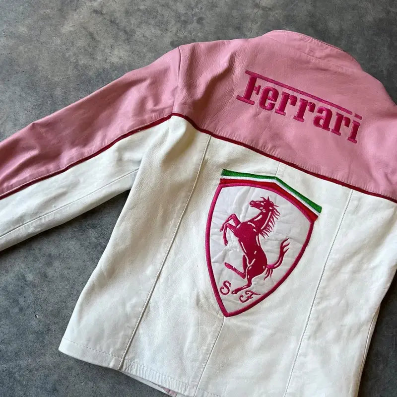 Ferrari Pink Leather Jacket – Vintage Jacket
