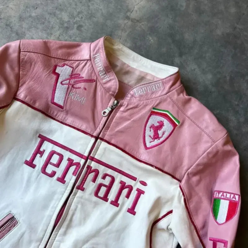 Ferrari Pink Leather Jacket – Vintage Jacket
