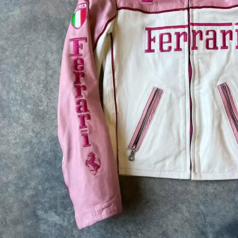 Ferrari Pink Leather Jacket – Vintage Jacket
