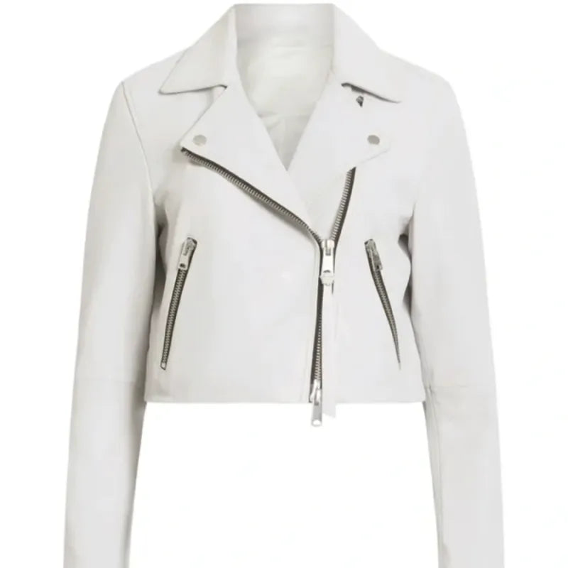 Gen V S02 Maia Jae White Leather Jacket | Trendy TV Series Outfit