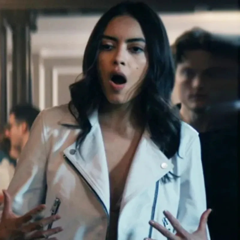 Gen V S02 Maia Jae White Leather Jacket | Trendy TV Series Outfit