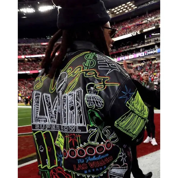 Jay-Z Super Bowl LVIII Leather Bomber Jacket – Vintage Jacket