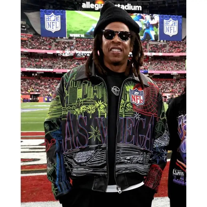 Jay-Z Super Bowl LVIII Leather Bomber Jacket – Vintage Jacket