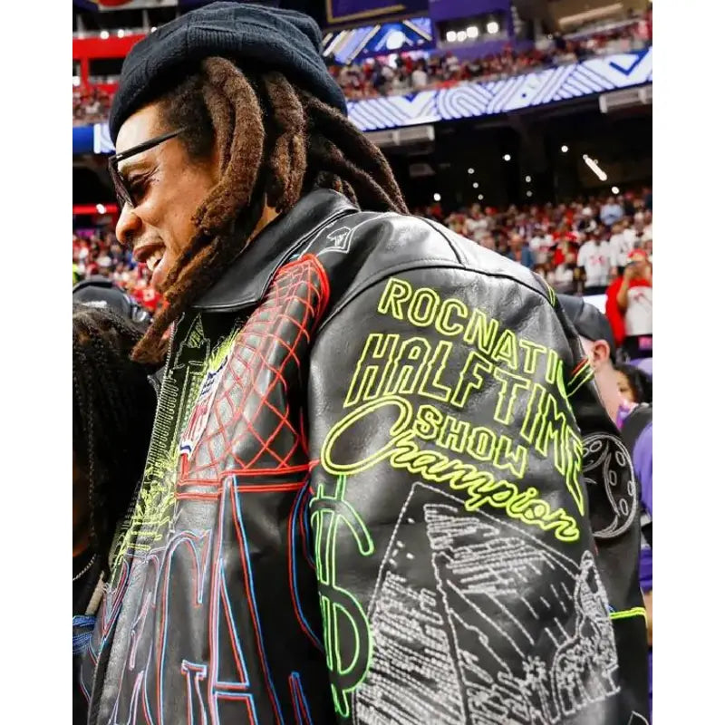 Jay-Z Super Bowl LVIII Leather Bomber Jacket – Vintage Jacket