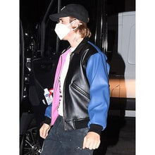 Justin Bieber Bomber Tricolor Leather Jacket