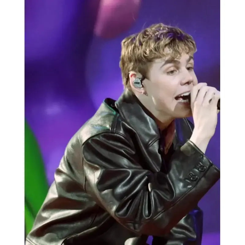 Kids' Choice Awards 2024 Kid LAROI Black Leather Jacket – Vintage