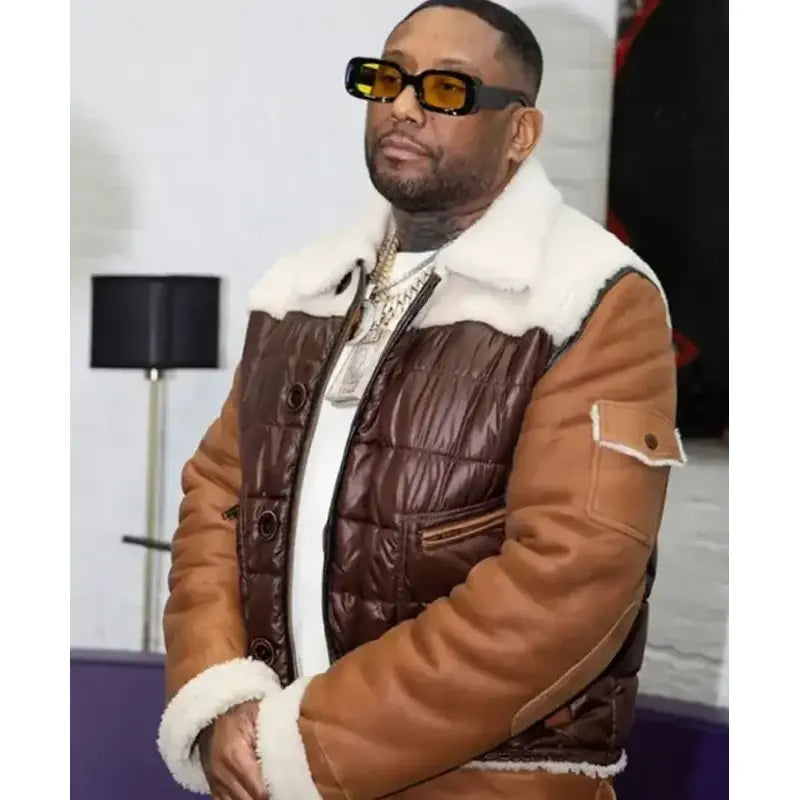 Maino Let's Rap About It Podcast Brown Leather Jacket – Vintage Jacket