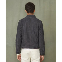 Men Trucker Grey Suede Leather Jacket