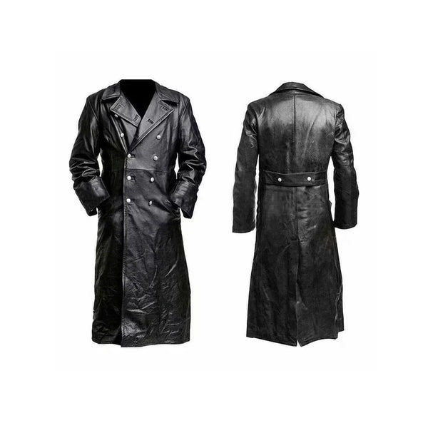 Mens Classic German Leather Trench Coat – Vintage Jacket