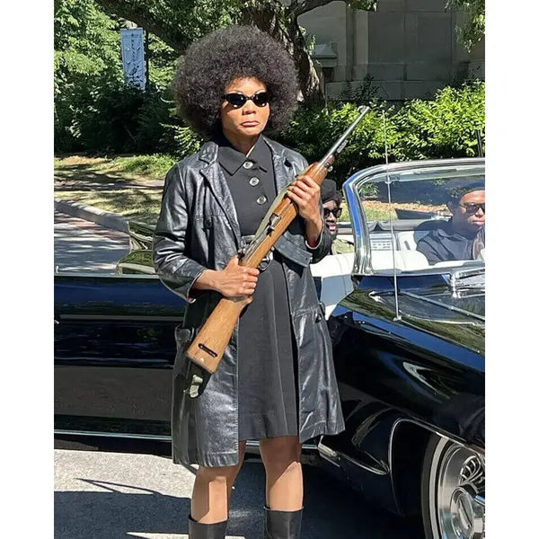 The Big Cigar Moses Ingram Black Leather Coat