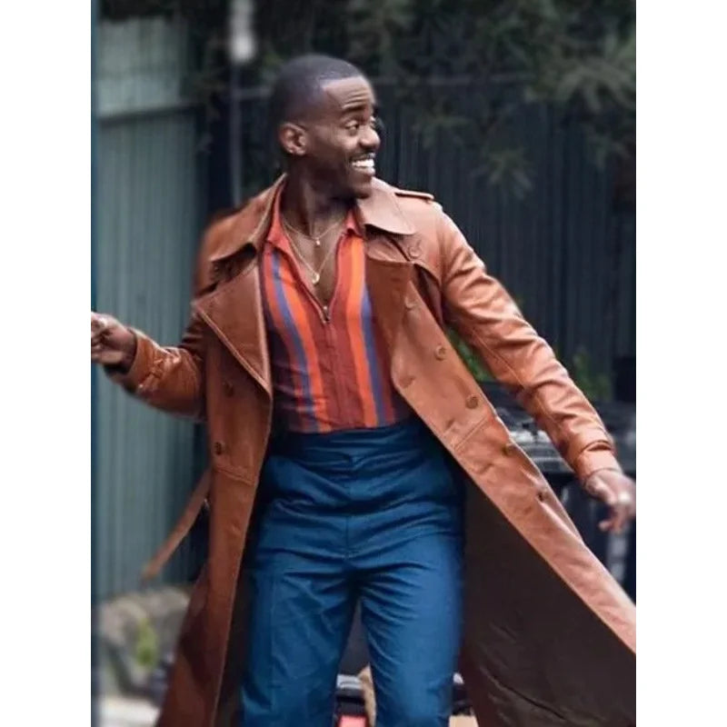 Doctor Who 2024 Ncuti Gatwa Brown Leather Trench Coat – Vintage Jacket