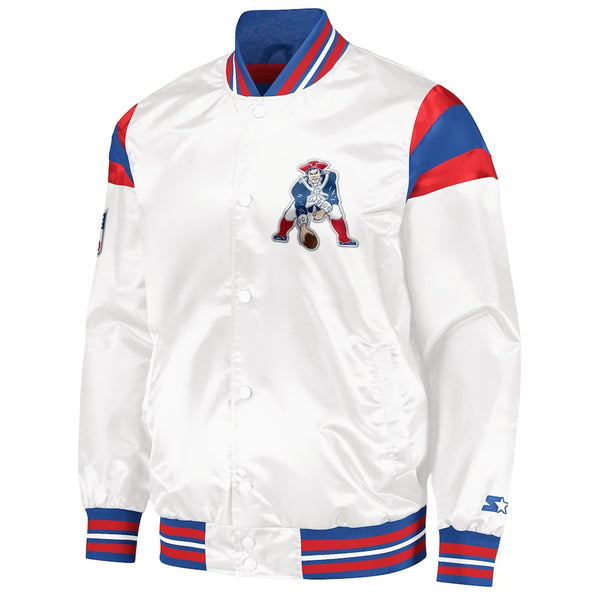 New England Patriots White Satin Varsity Jacket
