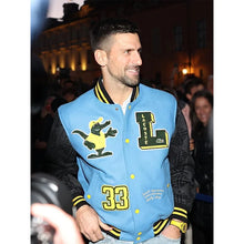 Novak Djokovic Lacoste Blue Varsity Jacket