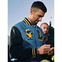 Novak Djokovic Lacoste Blue Varsity Jacket