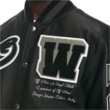 Off White Leather Black Leather Varsity Jacket