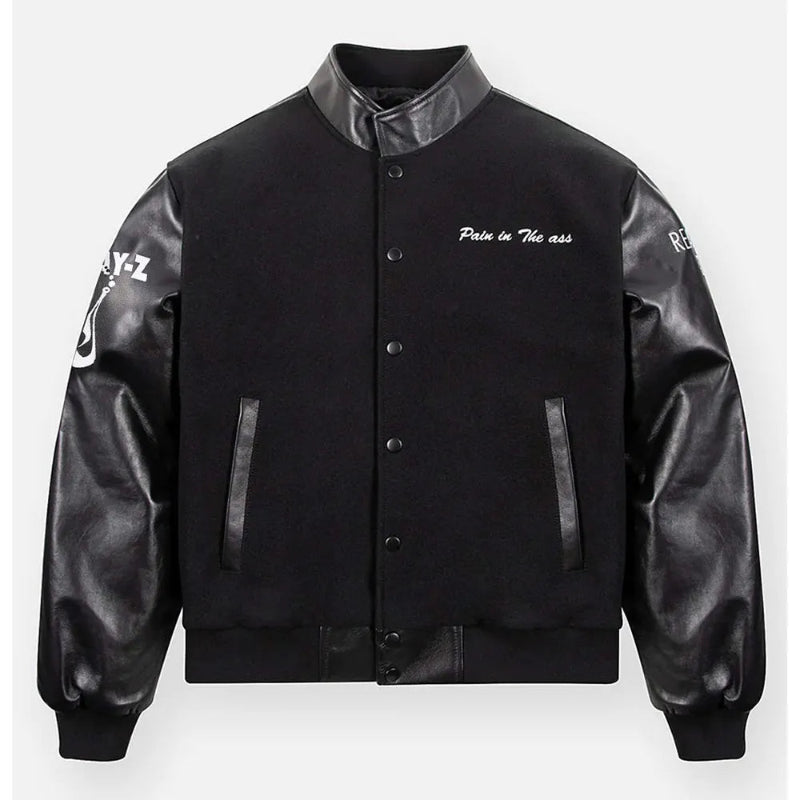 Jay-Z Roc A Fella Black Wool Leather Varsity Jacket – Vintage Jacket