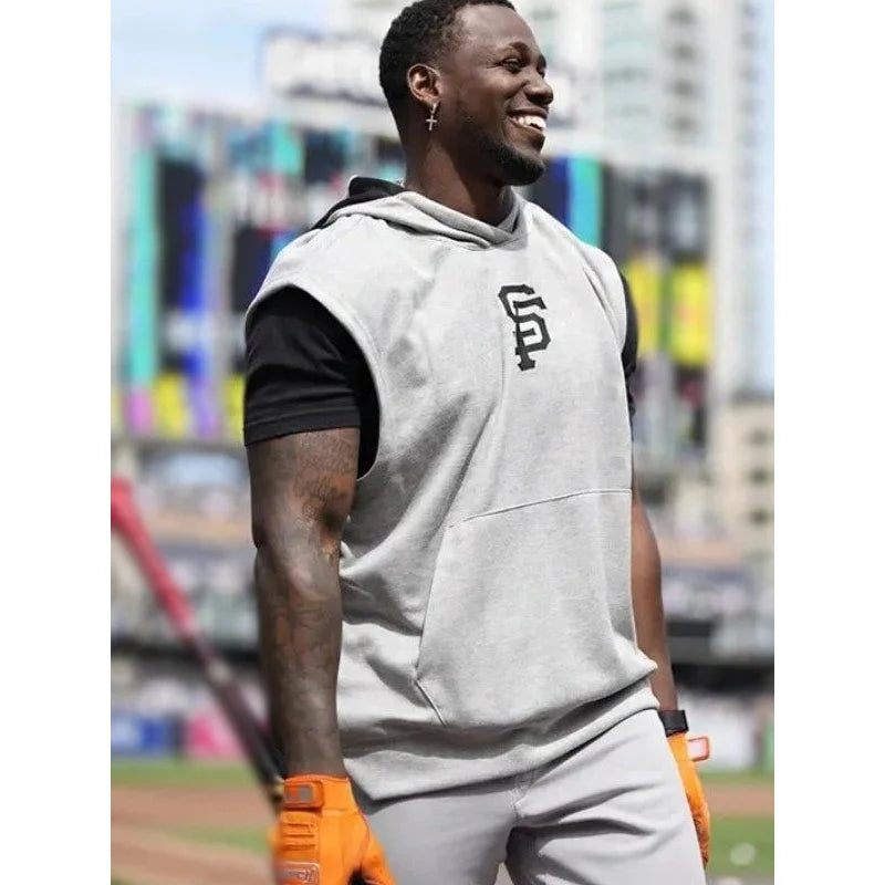 SF Giants Grey Sleeveless Hoodie Vintage Jacket