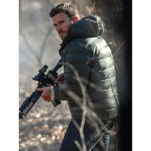 Scott Eastwood Alarum 2025Green Puffer Jacket