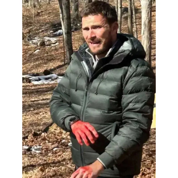 Scott Eastwood Alarum 2025Green Puffer Jacket
