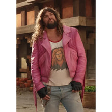 Jason Momoa Minecraft Movie Pink Leather Jacket