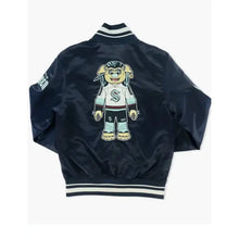 Seattle Kraken Buoy Mascot Blue Satin Varsity Jacket
