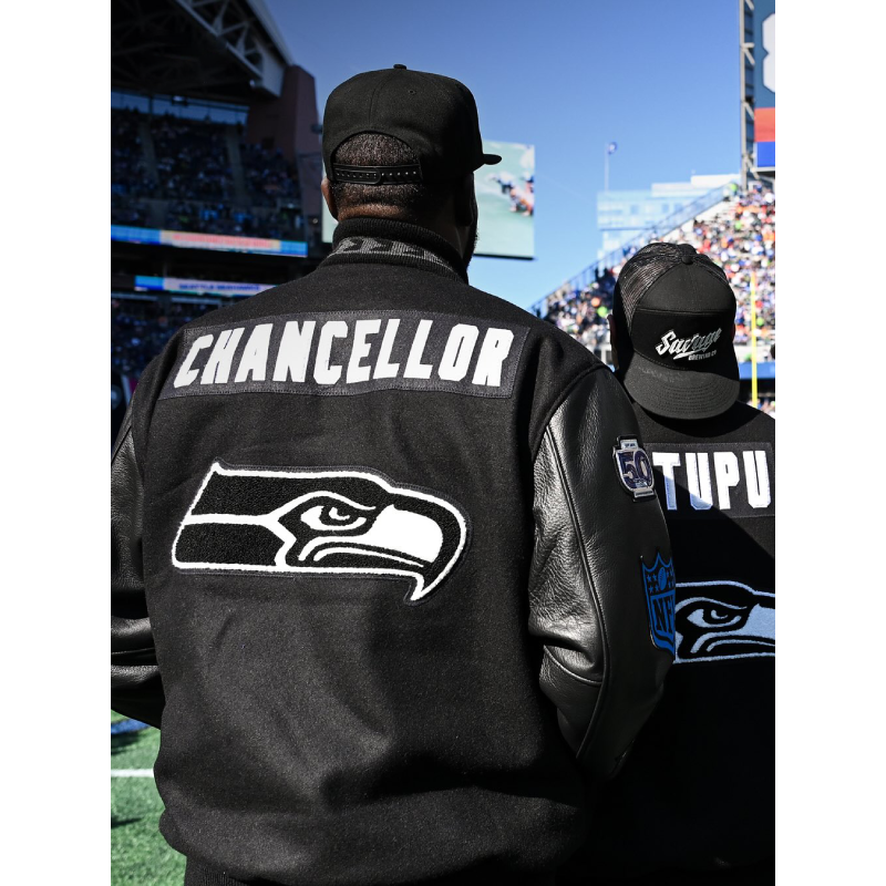 Matt Hasselbeck Seattle Seahawks Black Letterman Jacket – Vintage