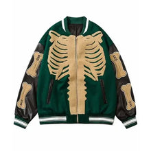 Skeleton Bones Harajuku Furry Varsity Jacket – Vintage Jacket