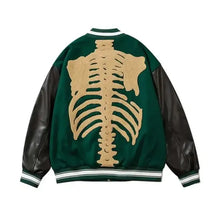 Skeleton Bones Harajuku Furry Varsity Jacket – Vintage Jacket