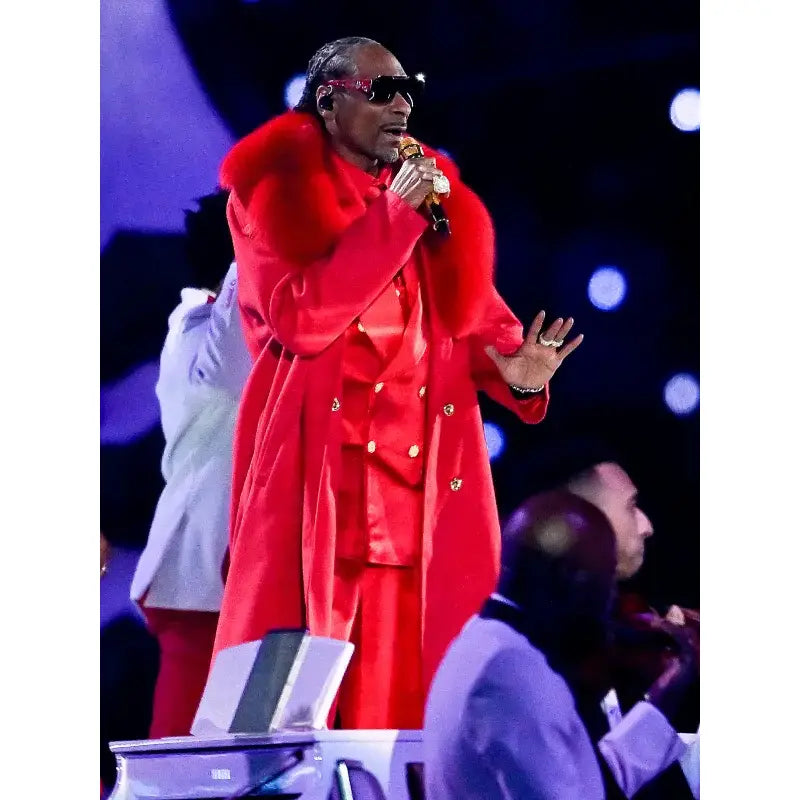 Snoop Dogg Halftime Show Christmas 2025 Red Wool Coat – Outerwear